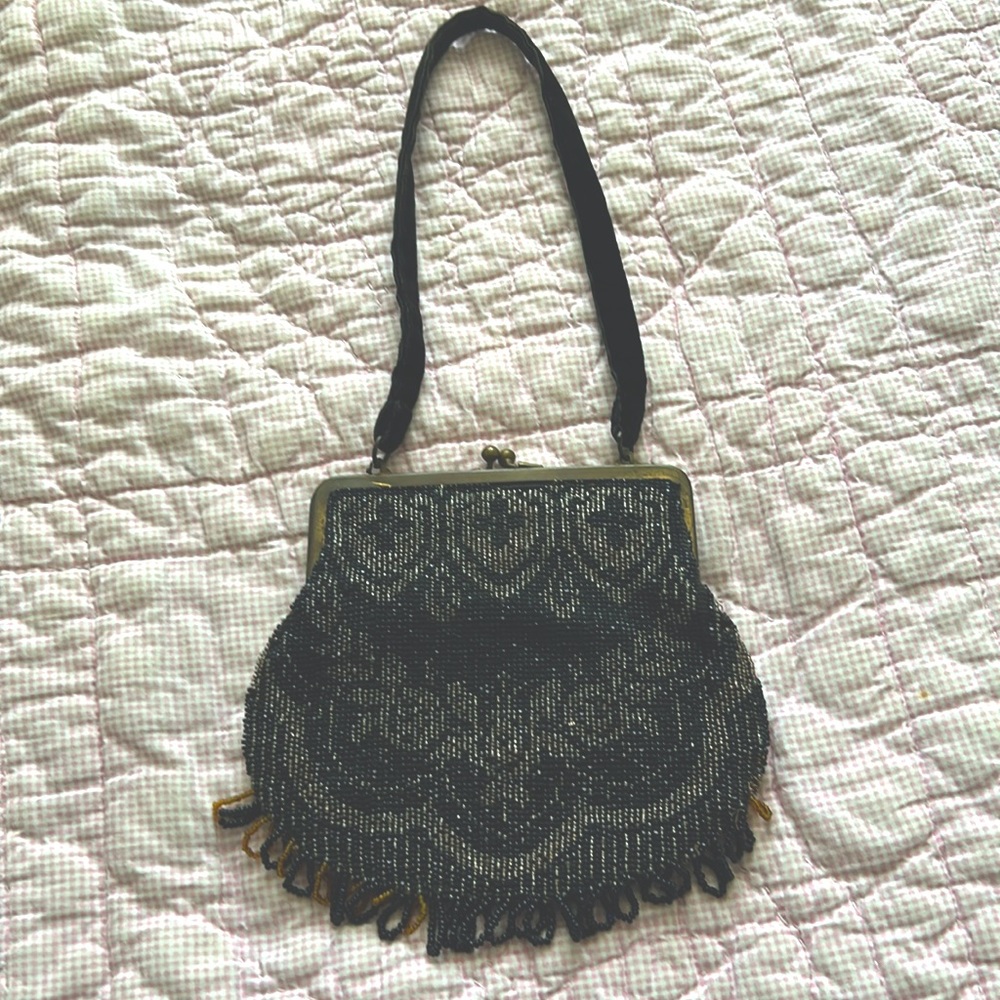 Antique vintage 1920s glass bead purse